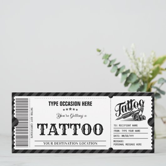 Persoonlijk Tattoo Krijg Inked Gift Kaart Voucher (Staand voorkant)