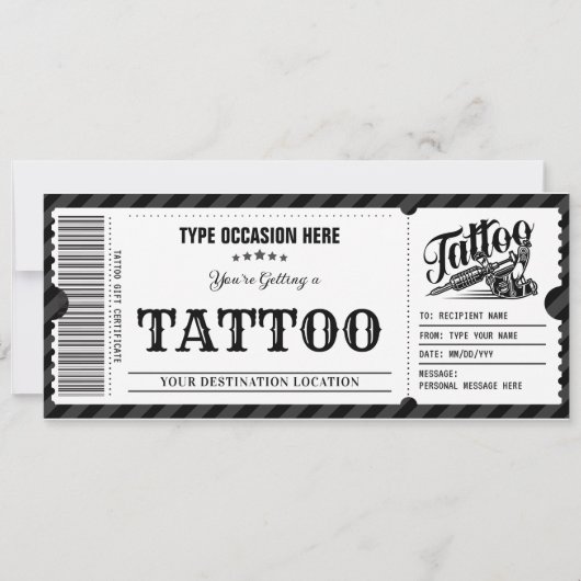 Persoonlijk Tattoo Krijg Inked Gift Kaart Voucher (Voorkant)