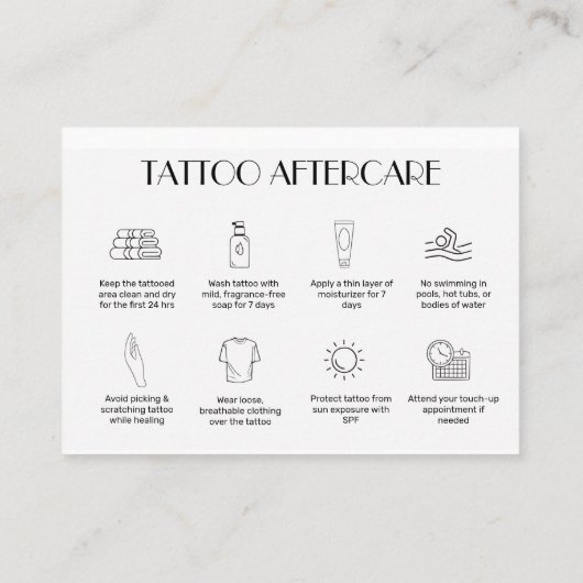 Persoonlijk Tattoo Nazorg Kaart Sjabloon met Icon Visitekaartje (Achterkant)