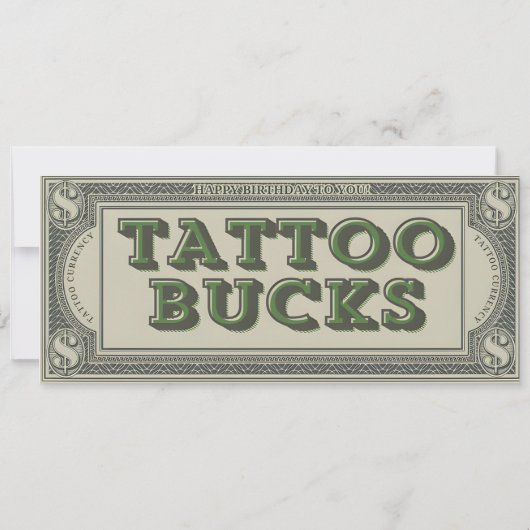 Persoonlijk Tattoo Ticket Cadeaubon Kaart (Achterkant)