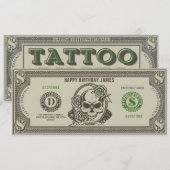 Persoonlijk Tattoo Ticket Cadeaubon Kaart (Voorkant / Achterkant)