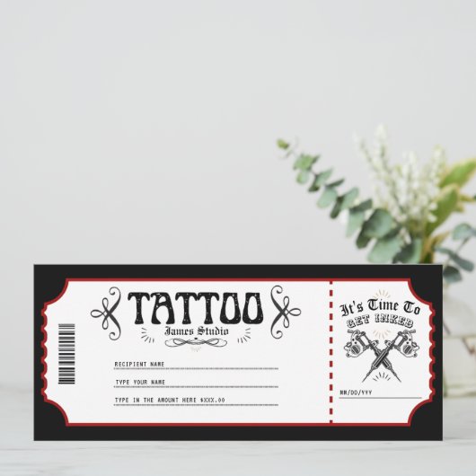 Persoonlijk Tattoo Voucher Certificaat Ticket Cade Kaart (Staand voorkant)