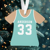 Persoonlijk teal basketbalshirt ornament