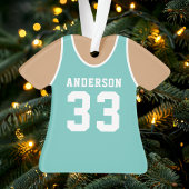 Persoonlijk teal basketbalshirt ornament