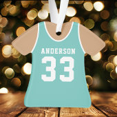 Persoonlijk teal basketbalshirt ornament