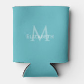 Persoonlijk Teal Initialen Monogram Vrouwelijk Ele Blikjeskoeler (Voorkant)