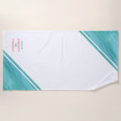 Persoonlijk Teal Koraal Bruiloft Strandlaken (Voorkant)