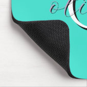 Persoonlijk Teal Monogram Initiaal en Naam Muismat (Hoek)