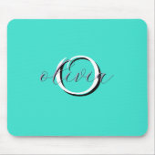 Persoonlijk Teal Monogram Initiaal en Naam Muismat (Voorkant)