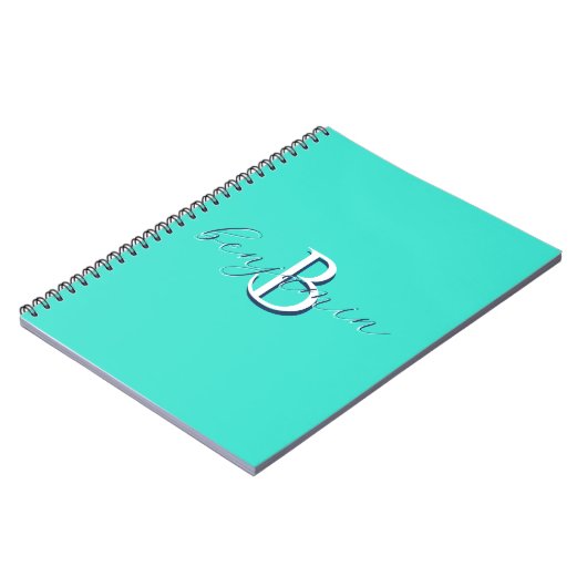 Persoonlijk Teal Monogram Initiaal en Naam Notitieboek (Linkerzijde)