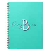 Persoonlijk Teal Monogram Initiaal en Naam Notitieboek (Voorkant)