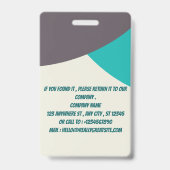 Persoonlijk Teal Personeels-ID-badge Badge (Achterkant)