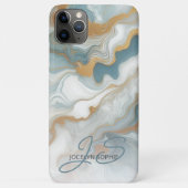 Persoonlijk tealblauw goud wit marmeren patroon Case-Mate iPhone case (Achterkant)