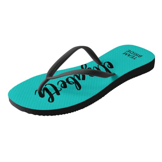 Persoonlijk team Bride Turquoise Teenslippers (Schuin)