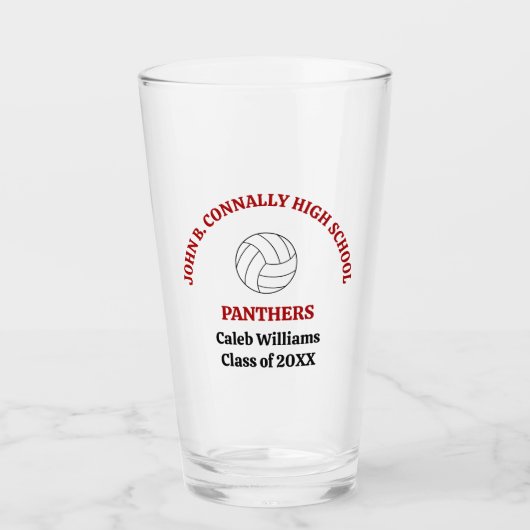 Persoonlijk Team Rode Volleybalspeler Glas (Voorkant)