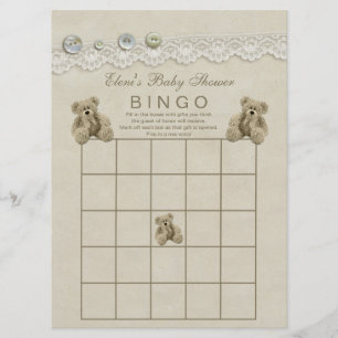 Persoonlijk Teddy Baby shower Bingo Kaart