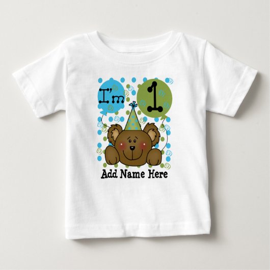 Persoonlijk Teddy Bear 1st Birthday T-shirt (Voorkant)