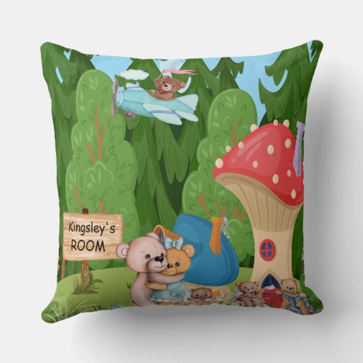 Persoonlijk Teddy Bear Picnic Village Kussen (Achterkant)