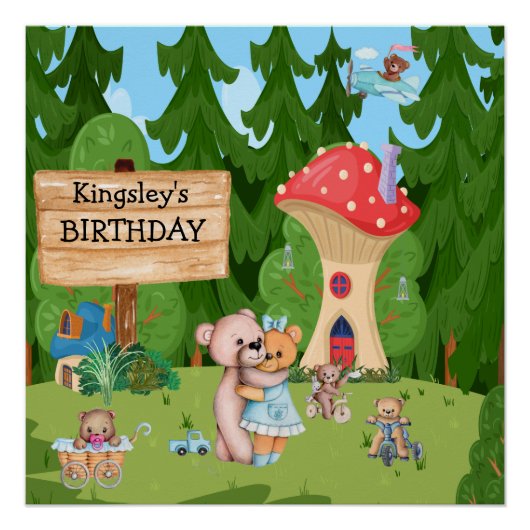 Persoonlijk Teddy Bear Picnic Village Perfect Poster (Voorkant)