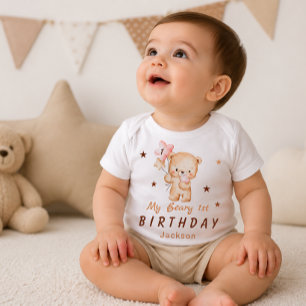 Persoonlijk teddybeer 1e verjaardagsshirt