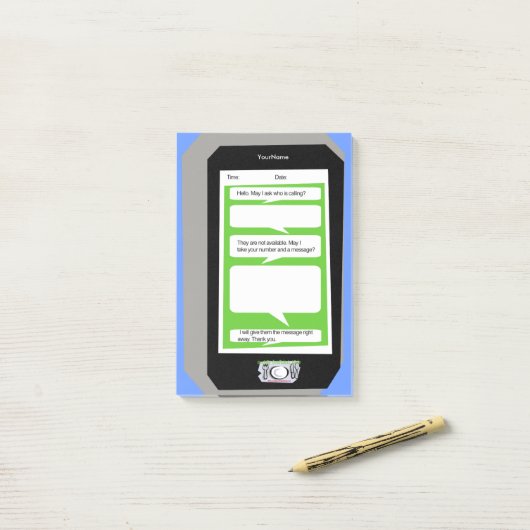 Persoonlijk telefoonberichtblok op Post It-notitie Post-it® Notes (Op bureau)
