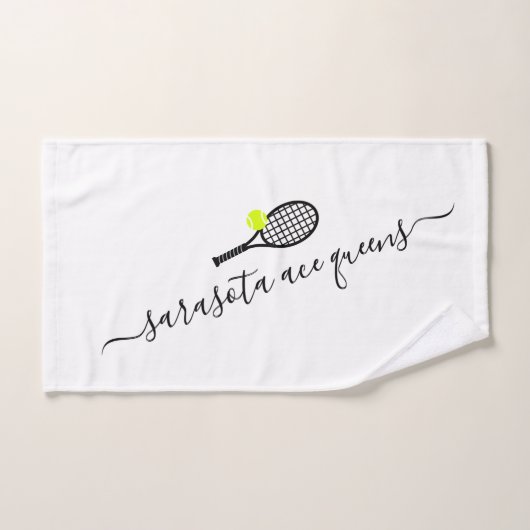 Persoonlijk Tennis Team Name Elegant Script Handdoek (Handdoek)