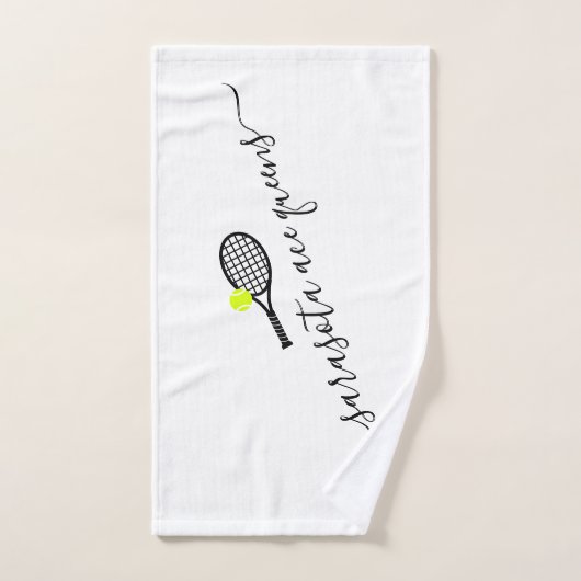 Persoonlijk Tennis Team Name Elegant Script Handdoek (Handdoek)
