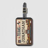 Persoonlijk Texas Route 66-ontwerp Bagagelabel (Voorkant (verticaal))
