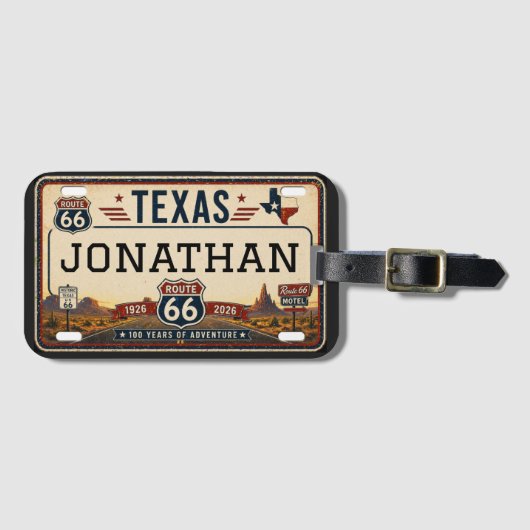 Persoonlijk Texas Route 66-ontwerp Bagagelabel (Voorkant (horizontaal))