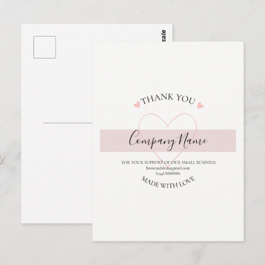 Persoonlijk THANK YOU-label voor thuisgemaakte pro Briefkaart (Voorkant / Achterkant)