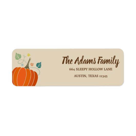 Persoonlijk Thanksgiving Pompoen Vakantie Label (Voorkant)