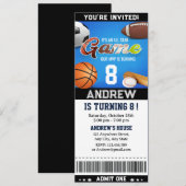 Persoonlijk thema All Star Sports Ticket Verjaarda Kaart (Voorkant / Achterkant)