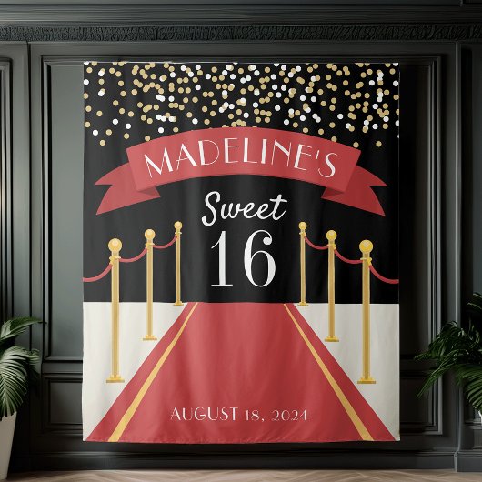 Persoonlijk Thema Rode Loper Sweet 16 Achtergrond Wandkleed