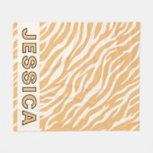 Persoonlijk Tigergestreepte Bruine Crème Esthetisc Fleece Deken (Voorkant (Horizontaal))