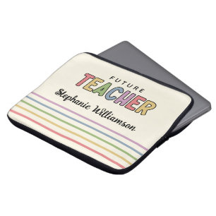 Persoonlijk toekomstig leraar kleurrijk geluid laptop sleeve