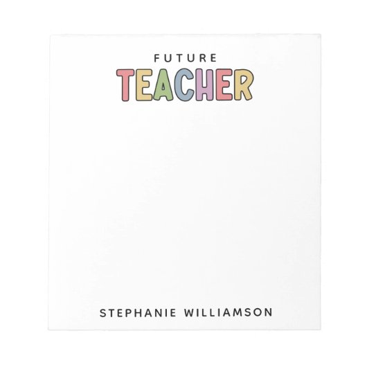 Persoonlijk toekomstig leraar kleurrijk geluid notitieblok (Voorkant)