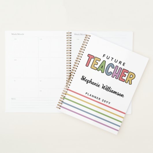 Persoonlijk toekomstig leraar kleurrijk geluid planner (Display)