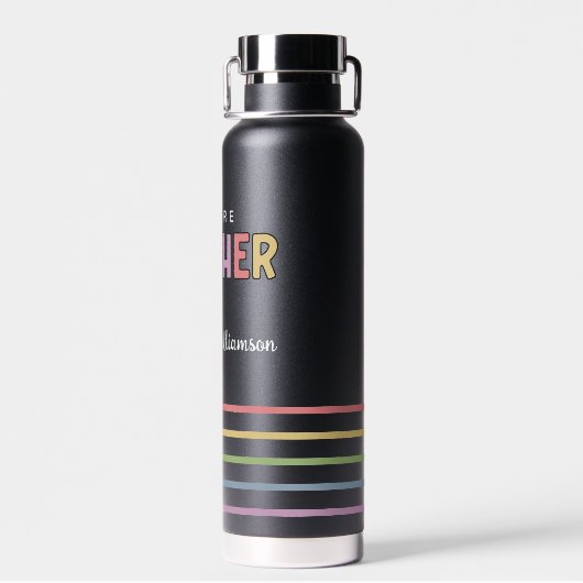 Persoonlijk toekomstig leraar kleurrijk geluid waterfles (Achterkant)