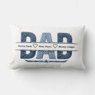 Persoonlijk touw-monogram voor vader met nautisch  kussen