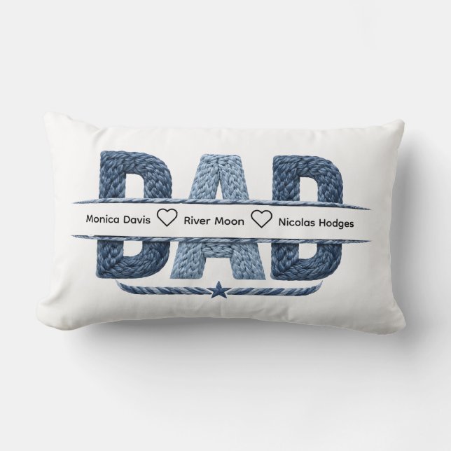 Persoonlijk touw-monogram voor vader met nautisch  kussen (Voorkant)