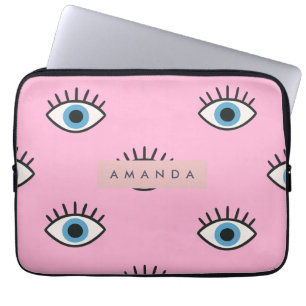 Persoonlijk trendy boze-ogen Pop Art-patroon Laptop Sleeve