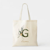 Persoonlijk tropisch blad monogram letter “G" Tote Bag (Achterkant)