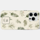 Persoonlijk tropisch botanisch monogram Case-Mate iPhone case (Achterkant (horizontaal))