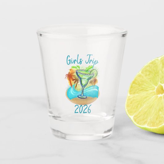 Persoonlijk Tropisch Eiland Shot Glas (Voorkant)