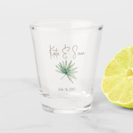 Persoonlijk tropisch groen huwelijksgeschenk shot glas