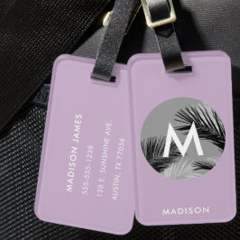 Persoonlijk Tropisch Monogram Bleek Paars Bagagelabel