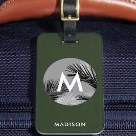 Persoonlijk Tropisch Monogram | Jager Groen Bagagelabel