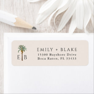Persoonlijk tropisch monogram palm logo etiket