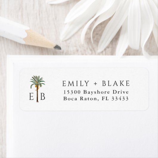 Persoonlijk tropisch monogram palm logo etiket (Insitu)