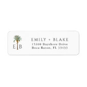 Persoonlijk tropisch monogram palm logo etiket (Voorkant)